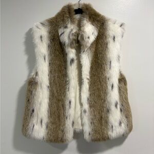 Faux Fur Vest in Brown and White